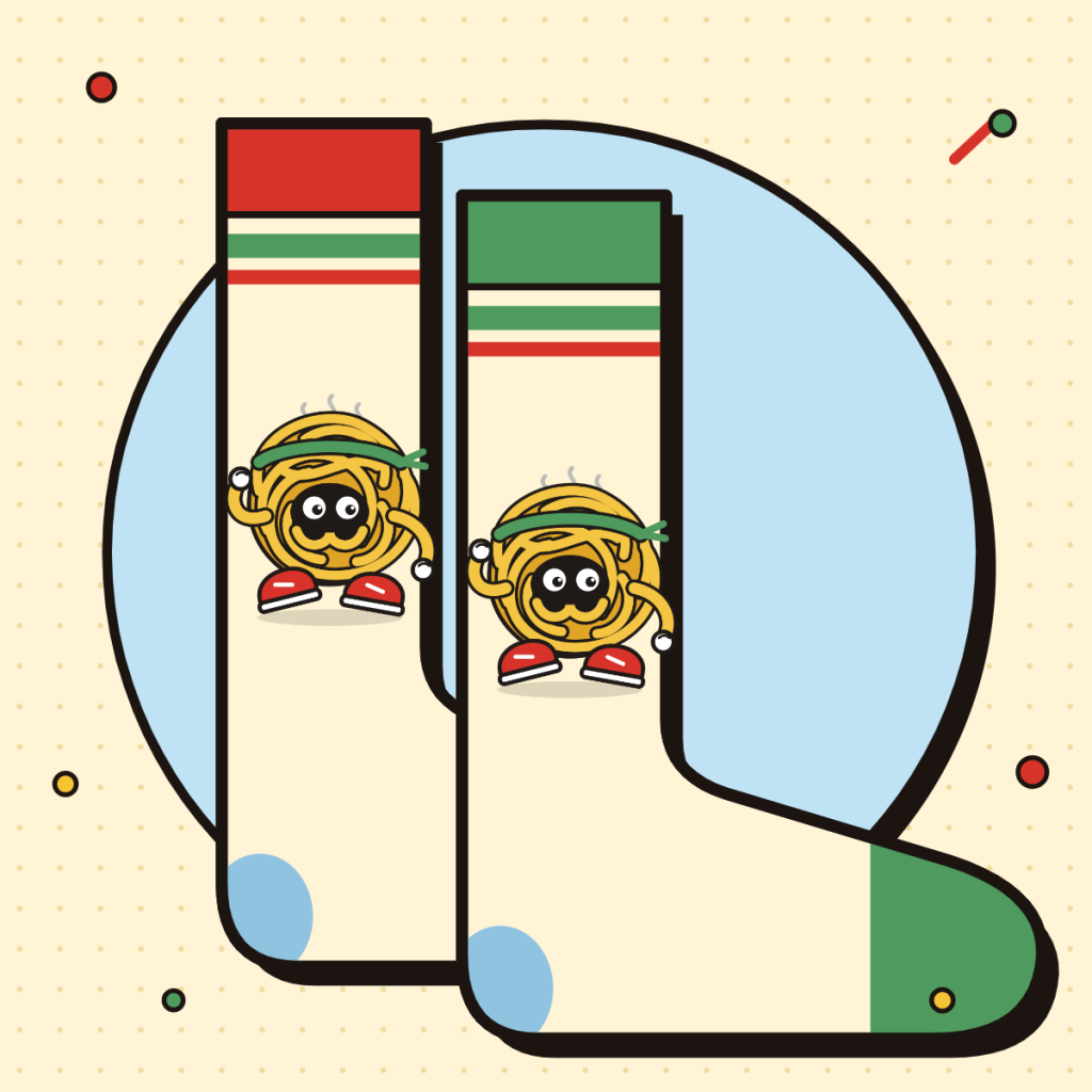 Paire de chaussettes rayées avec Nouille